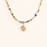Rough Diamond Choker & White Gold Bubble Charm- Yellow