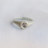 Silver Omni Signet Ring - Light Blue Sapphire