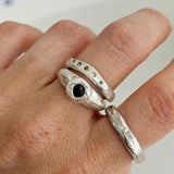 Silver Solitare Ring - Green sapphire