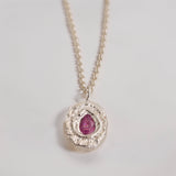 organic cast in place sapphire pendant handmade by zoe alexandria jewellery