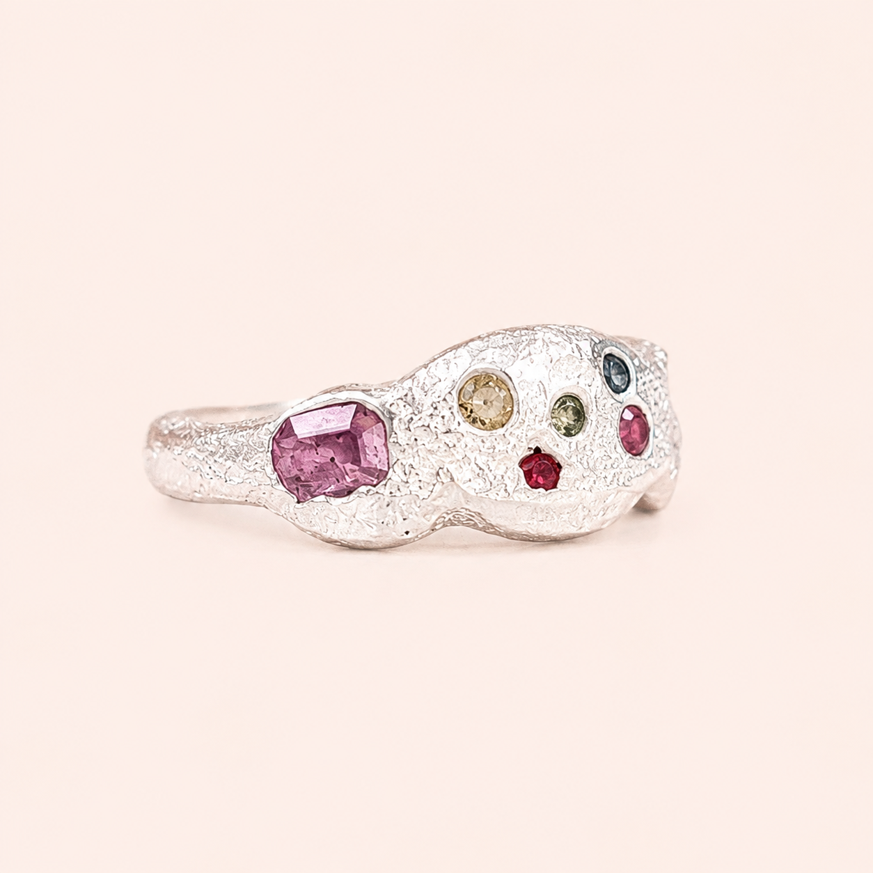Silver Cloud Ring - Rainbow Sapphire