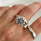 Silver Rough Diamond Bowl Ring