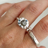 Silver Rough Diamond Bowl Ring