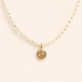Rice Pearl Choker & Lab Diamond Bubble Charm