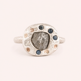 Silver Rough Diamond Bowl Ring