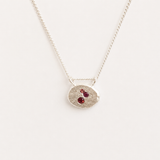 Portrait Pendant E/W Setting - Silver Mixed Sapphire