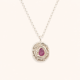 Portrait Pendant - Silver Pink Sapphire