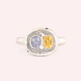 Silver Bowl Ring - Double Sapphire