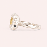 Silver Bowl Ring - Double Sapphire