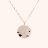 Silver Coin Necklace - Mixed Sapphire