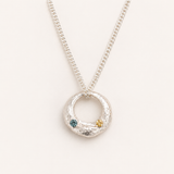 Silver Demilune Pendant - Mixed Sapphire