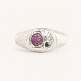 Silver Harmony Signet Ring - Rough sapphire