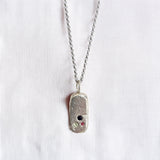 mixed coloured sapphire silver tablet style necklace handmade by zoe alexandria jewellery