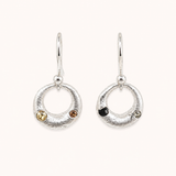 Silver Demilune Earrings - teal sapphire