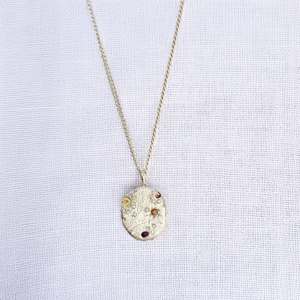silver cast in place sapphire stones necklace handmade by zoe alexandria jewellery