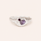 Silver Omni Signet Ring - Rough pink sapphire