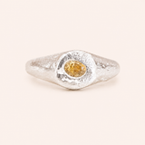 Silver Omni Signet Ring - Yellow oval sapphire