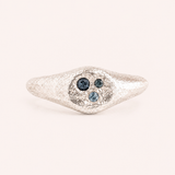 Silver Omni Signet Ring - Three stone teal sapphire
