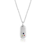 recycled Silver Large Tablet Necklace - Mixed Sapphire pendant by zoe alexandria jewellery