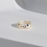 Silver Tablet Signet Ring - Blue sapphire