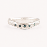 Silver Tidal Ring - Teal Sapphire