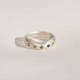 Silver Wave Ring - Green Sapphire