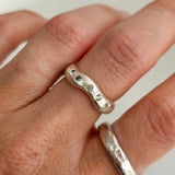 Silver Wave Ring - Green Sapphire