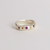 Silver Wave Ring - Yellow & Pink Sapphires