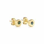gold sapphire stud earrings sandcast jewellery by zoe alexandria