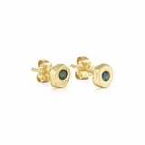 gold sapphire stud earrings sandcast jewellery by zoe alexandria