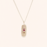Silver Small Tablet Necklace - Mixed Sapphire