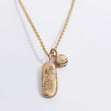 Gold Small Tablet Necklace with charm