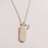 Silver Small Tablet Necklace with charm