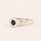Silver Solitare Ring - Green sapphire