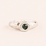 Silver Solitare Ring - Green sapphire