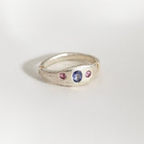 Silver Aluna Bold Ring - Pink, Yellow, Blue 5 Stone