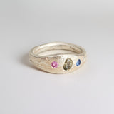 Silver Aluna Bold Ring - Pink, Yellow, Blue