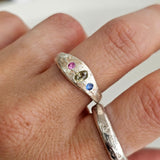 Silver Aluna Bold Ring - Pink, Yellow, Blue