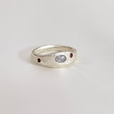 Silver Aluna Bold Ring - Blue & Red Sapphire