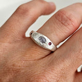 Silver Aluna Bold Ring - Pink, Yellow, Blue 5 Stone