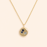 9KYG 3 stone Bubble Necklace - Teal sapphire