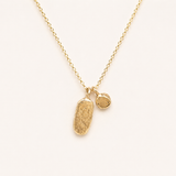 Gold Small Tablet Necklace with charm