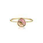 Watermelon Tourmaline Slice Ring - Yellow Gold ring by zoe alexandria jewellery