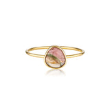 Watermelon Tourmaline Slice Ring - Yellow Gold ring by zoe alexandria jewellery