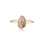 Watermelon Tourmaline Slice Ring - Yellow Gold ring by zoe alexandria jewellery