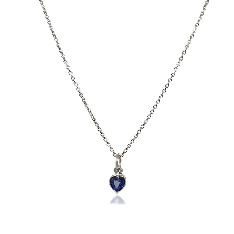 14k White Gold Sapphire Heart Pendant - Zoe Alexandria Jewellery