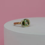 Bio-Tourmaline and Diamond Ring alternative engagement ring handmade by zoe alexandria jewellery