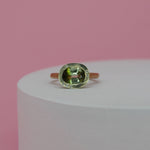 Bio-Tourmaline and Diamond Ring alternative engagement ring handmade by zoe alexandria jewellery