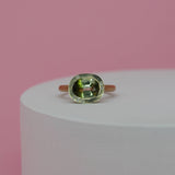 Bio-Tourmaline and Diamond Ring alternative engagement ring handmade by zoe alexandria jewellery
