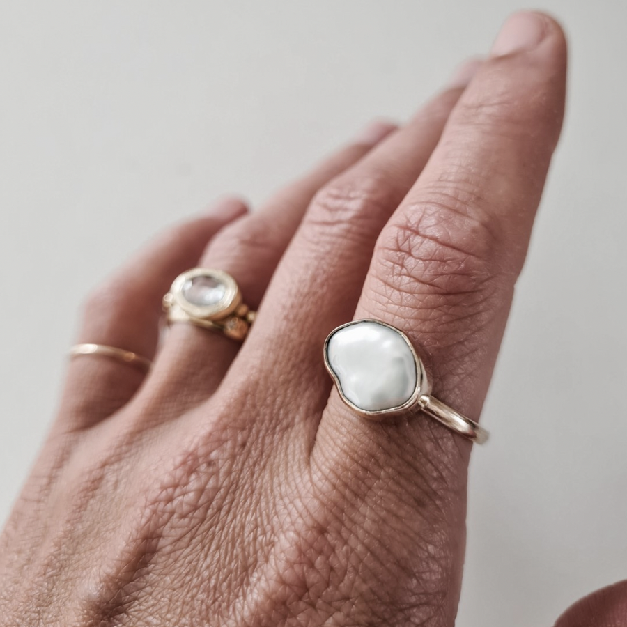 Silver Freshwater Pearl Ring